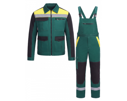 Костюм ProfLineBase-2 (тк.Твил,210) п/к, зеленый/черный/желтый