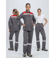 Костюм женский Веснис-1 СОП (тк.Смесовая,210) брюки, т.серый/красный
