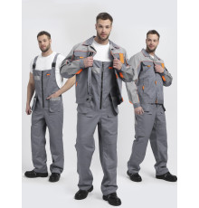 Костюм Драга-2 (тк.Смесовая МВО,240) п/к, серый/св.серый/оранжевый